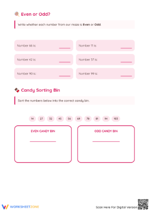 Valentine Even and Odd Math Worksheet | Printable Ready