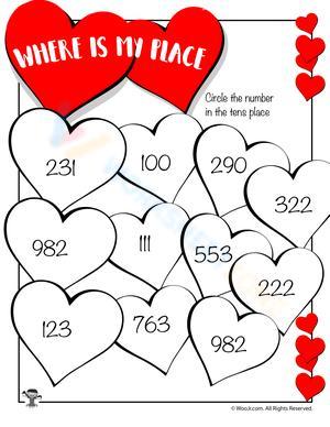 Math Place Valentine's Worksheet