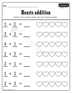 Valentine's Day Addition Worksheets