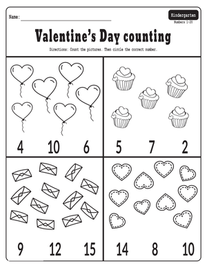 Valentine's Day Counting Worksheet