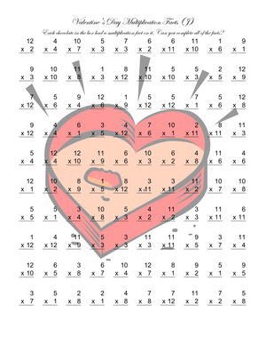 Valentine's Day Multiplication Facts Worksheet