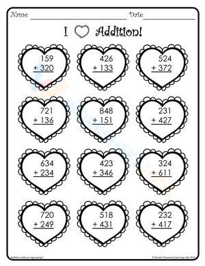 I Love Addition: Valentine's Day Worksheet