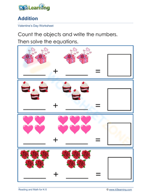 Heart Addition Worksheet
