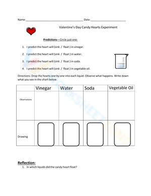 Valentine’s Day Candy Hearts Experiment