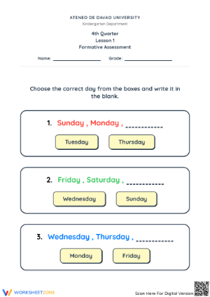 Essential Days of the Week Sequencing | Grade 1 ELA