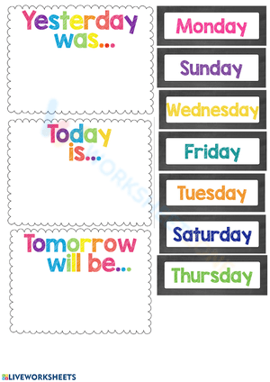 Days of the Week Chart for Kids: Yesterday, Today, Tomorrow