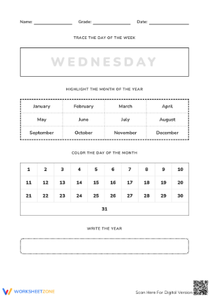 Grade 3 Days of the Week — Printable No-Prep Worksheet
