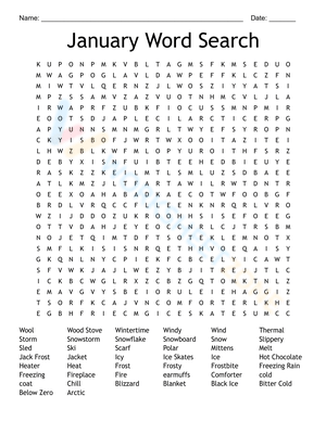 January Winter Word Search Puzzle - Find Snowy Words!