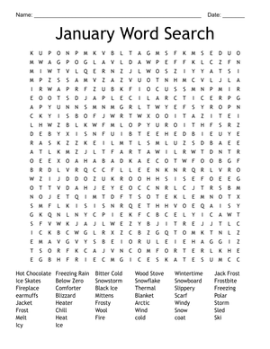 January Winter Word Search Puzzle - Find Snowy Words!