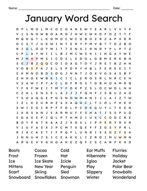 January Winter Word Search - Printable Puzzle Fun