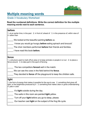 Practice Multiple Meaning Words