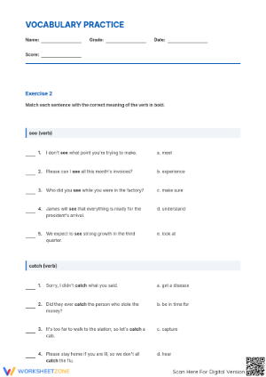 Multiple Meaning Words Worksheet | Grade 6 ELA Printable