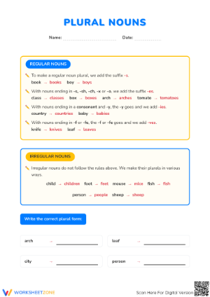 Essential Plural Nouns Worksheet | Grade 2-3 Grammar