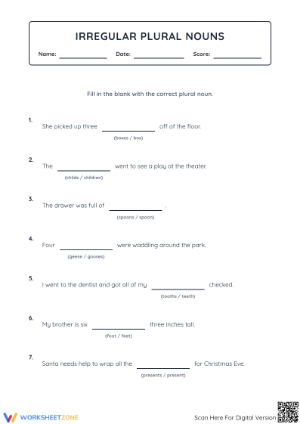Irregular Plural Nouns Worksheet | Grade 4 Essential