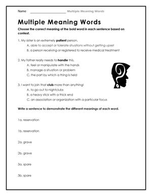 Exploring Shades of Meaning Worksheet
