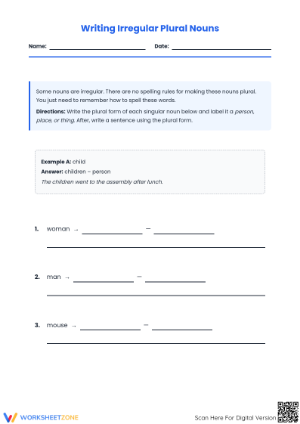 Essential Irregular Plural Nouns Worksheet | Grade 4-6