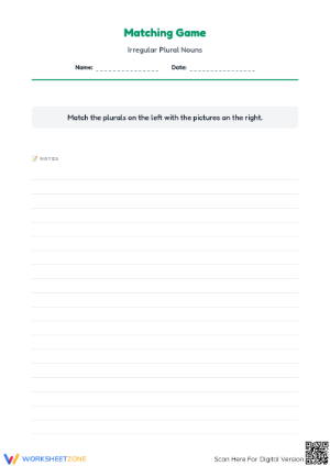 Irregular Plural Nouns Matching Game | Essential Grade 4-6