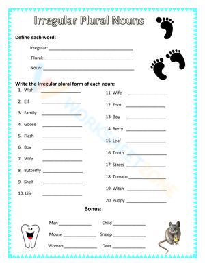 Irregular Plural Nouns Practice for Kids