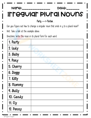 Plural Forms of Nouns Ending in Y