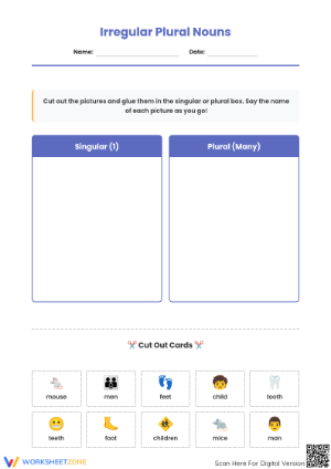 Essential Irregular Plural Nouns Sorting Activity