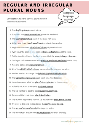 REGULAR AND IRREGULAR PLURAL NOUNS