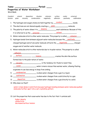 Properties of Water Practice | Essential Science Worksheet