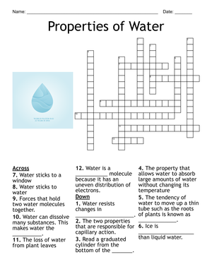 Water Properties Word Search 2 Worksheet