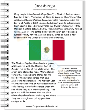 Celebrating Cinco de Mayo Worksheet