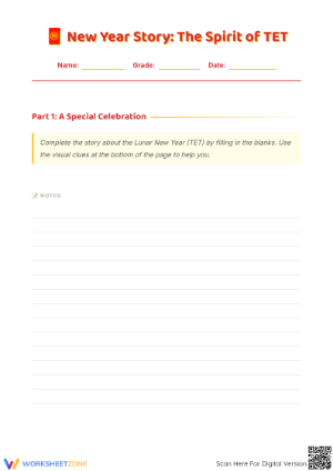 Printable Lunar New Year Story Worksheet | Grade 7-9
