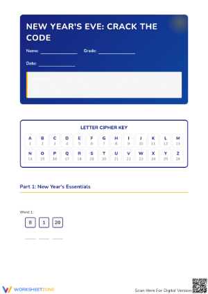 Printable New Year's Eve Crack the Code | Grades 3-5