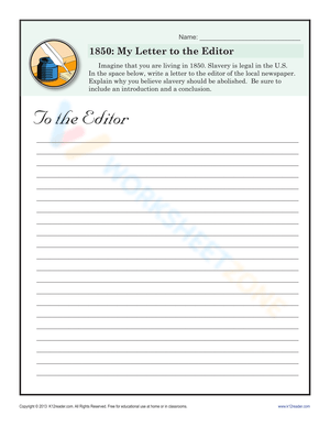 Writing a Letter to the Editor Worksheet