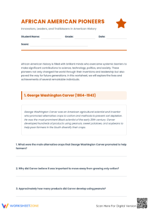 African-American Pioneers Worksheet | Grade 8 Essential