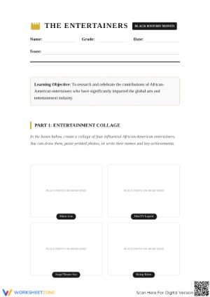 Black History Month: The Entertainers Research Worksheet | Printable