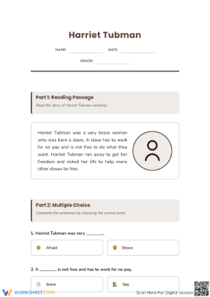 Harriet Tubman Reading Passage: Essential Grades 3-5