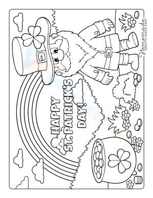 Leprechaun with Rainbow and Gold