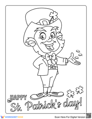 Smiling Leprechaun Coloring Page | Essential Grade 1-5 Ready