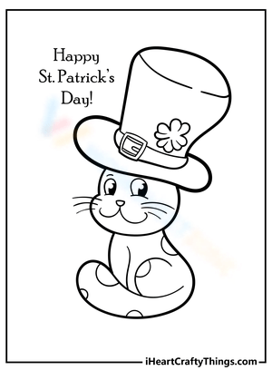 A Cat on Patrick Day Coloring Page