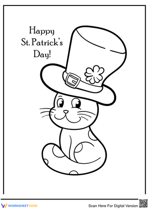 A Cat on Patrick Day Coloring Page