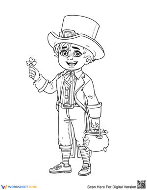 St. Patrick's Day Boy Coloring Page | Printable Worksheet
