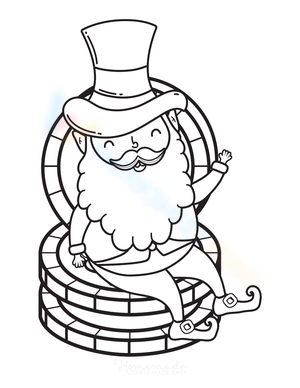 Leprechaun with Gold Coins Coloring Page