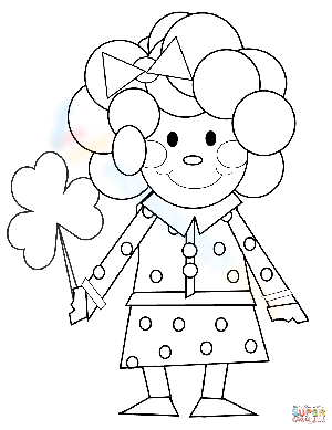 Cartoon Girl with Shamrock