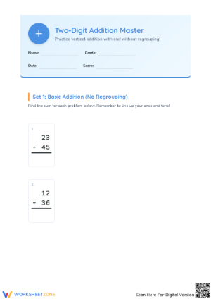 Essential Two-Digit Addition Worksheet | Grade 2 Printable