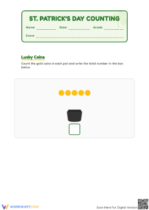 Printable St. Patrick's Day Counting Gold Coins — Grade K-1
