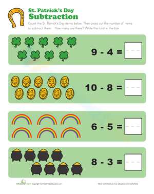 St. Patrick's Day Subtraction Practice