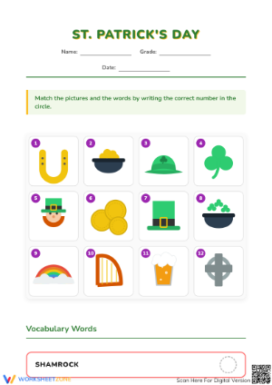 St. Patrick's Day Matching — Printable Grade 5-6 ELA
