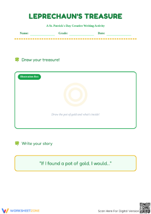 Printable St. Patrick's Day Writing Worksheet | Grades 1-3