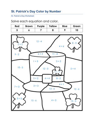 St. Patrick's Day Color by Number | Essential Math