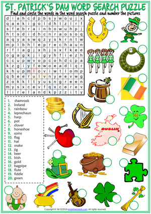 St. Patrick's Day Word Search Puzzle