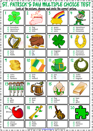 St. Patrick's Day Knowledge Test Worksheet