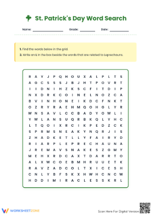 St. Patrick's Day Word Search | Grade 5-8 Essential